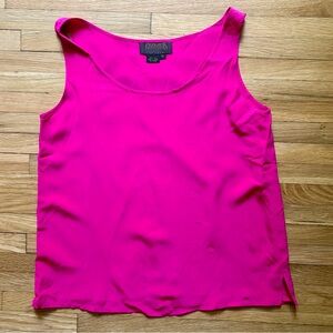Vintage 90s 100% Silk Hot Pink Sleeveless‎ Tank Top Small Classy Glam Retro